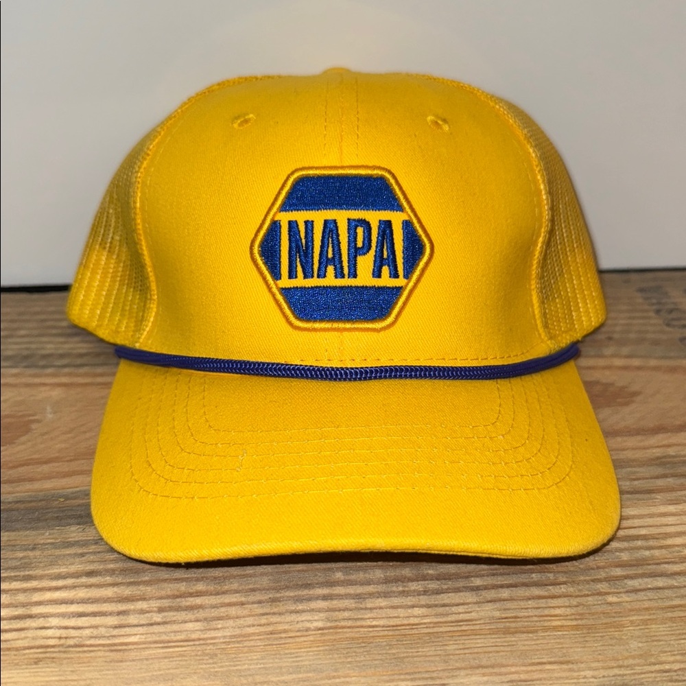 NAPA Auto Parts 100 Anniversary Yellow Mesh Trucker Hat Snapback Vintage NEW